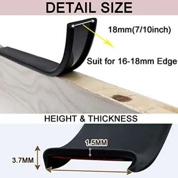 Black U-Shape Edge Banding for Safe Furniture Repair