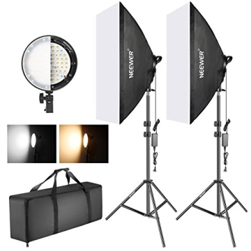 Neewer Photography Bi-color Dimmable LED Softbox Lighting Kit:20x27 inches Studio Softbox, 45W Dimma...