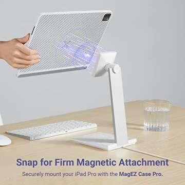 pitaka Magnetic Wireless Charging Stand Holder Only for MagEZ Case Pro for iPad Pro/iPad Mini 6 [MagEZ Charging Stand] Adjustable iPad Stand with 15W Wireless Charging Base for Smartphone,White