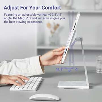 pitaka Magnetic Wireless Charging Stand Holder Only for MagEZ Case Pro for iPad Pro/iPad Mini 6 [MagEZ Charging Stand] Adjustable iPad Stand with 15W Wireless Charging Base for Smartphone,White