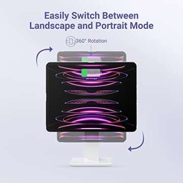 pitaka Magnetic Wireless Charging Stand Holder Only for MagEZ Case Pro for iPad Pro/iPad Mini 6 [MagEZ Charging Stand] Adjustable iPad Stand with 15W Wireless Charging Base for Smartphone,White