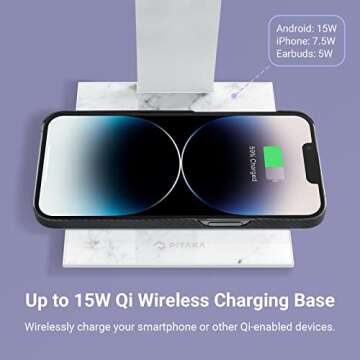 pitaka Magnetic Wireless Charging Stand Holder Only for MagEZ Case Pro for iPad Pro/iPad Mini 6 [MagEZ Charging Stand] Adjustable iPad Stand with 15W Wireless Charging Base for Smartphone,White