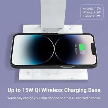 pitaka Magnetic Wireless Charging Stand Holder Only for MagEZ Case Pro for iPad Pro/iPad Mini 6 [MagEZ Charging Stand] Adjustable iPad Stand with 15W Wireless Charging Base for Smartphone,White