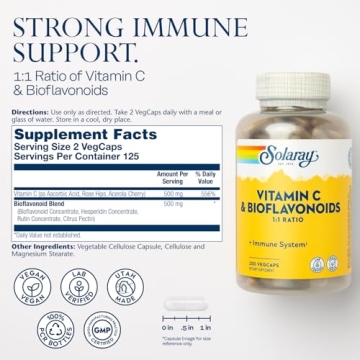 SOLARAY Vitamin C 500mg Capsules for Immune Support