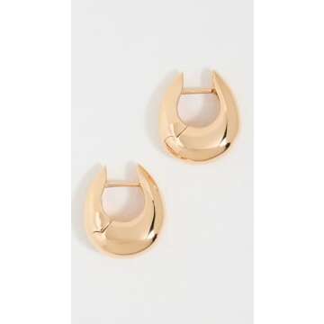 Stunning Annika Inez Small Sloping Hinge Hoops in Glimmering Gold