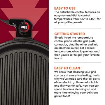 Elite Gourmet Indoor Electric Grill for Healthy Cooking