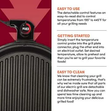 Elite Gourmet Indoor Electric Grill for Healthy Cooking