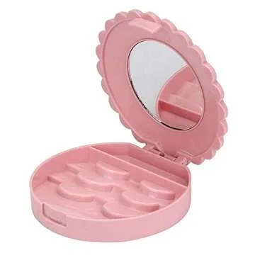 YiQiYi Cosmetic Case with Mirror Eyelash Case Makeup Storage Box Travel Cosmetic Bag Pink Place Eyel...