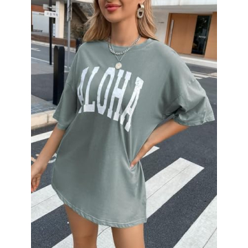 Remidoo Casual Oversized Graphic Tee for Women