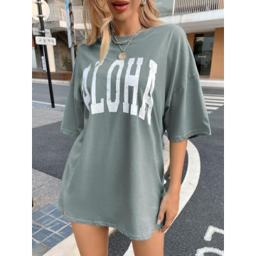 Remidoo Casual Oversized Graphic Tee for Women
