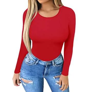 MANGOPOP Women's Round Collar Bodysuit - Chic & Versatile