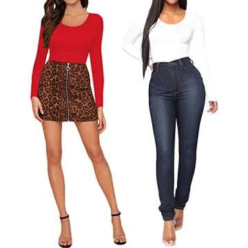 MANGOPOP Women's Stylish Round Collar Bodysuit