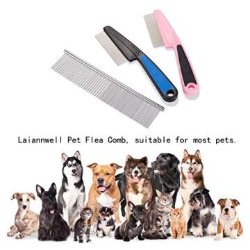 Cat Comb,Pet Comb Laiannwell Professional Grooming Comb for Dog/Cat/Small Pets(3 Packs)