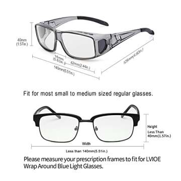 LVIOE Fit Over Blue Light Blocking Glasses and Computer Eyewear- Wear Over Prescription Glasses/Reading Glasses/RX Glasses