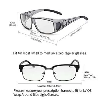 LVIOE Fit Over Blue Light Blocking Glasses and Computer Eyewear- Wear Over Prescription Glasses/Reading Glasses/RX Glasses
