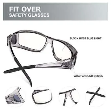 LVIOE Fit Over Blue Light Blocking Glasses and Computer Eyewear- Wear Over Prescription Glasses/Reading Glasses/RX Glasses
