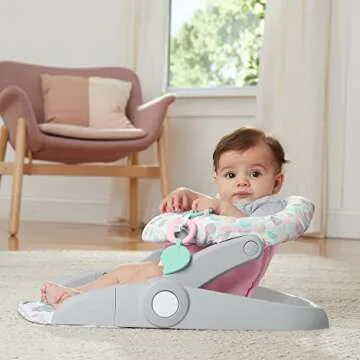 Summer Infant Learn-to-Sit Stages 3-Position Floor Seat, Sweet-and-Sour Pink – Sit Baby Up to See The World – Activity Seat is Adjustable – Includes Toys and Tray