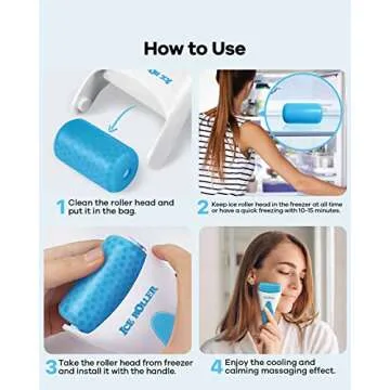 BearKig Ice Roller, Ice Roller for Face, Ice Face Roller, Cold Facial Ice Roller Massager for Eye Puffiness, Women's Gifts, Migraine, TMJ Pain Relief & Minor Injuries, Skin Care Products (Blue)