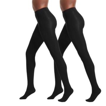 No Nonsense Women's Super Opaque Control-Top Tights - Large Black