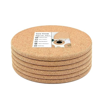 KITLAB Cork Trivet 6 Pack High Density Thick Cork Coaster Set for Hot Dishes and Hot Pots 8 Inch Hea...