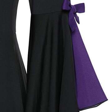 Aniywn Plus Size Womens Halloween Tops, Flare Long Sleeve Sequined Lace Up Gothic Costume Tunic Tee Shirt Purple