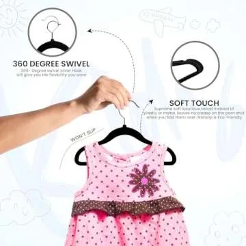 Utopia Home Kids Hangers Velvet (50 Pack) - 11 Inch Durable Baby Hangers for Closet - Perfect Toddler Hangers Non Slip for Everyday Use (Black)