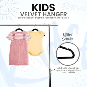 Utopia Home Kids Hangers Velvet (50 Pack) - 11 Inch Durable Baby Hangers for Closet - Perfect Toddler Hangers Non Slip for Everyday Use (Black)