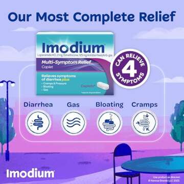 Imodium Multi-Symptom Relief Caplets with Loperamide Hydrochloride & Simethicone, Anti-Diarrheal Med...