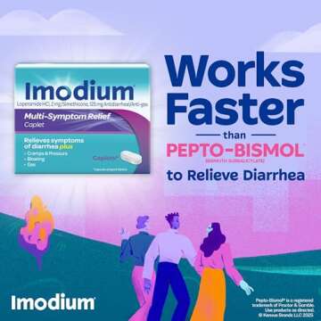 Imodium Multi-Symptom Relief Caplets with Loperamide Hydrochloride & Simethicone, Anti-Diarrheal Medicine for Treatment of Diarrhea, Gas, Bloating, Cramps & Pressure, Easier to Open, 24 ct