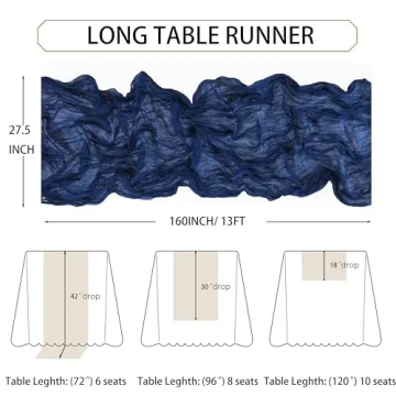 Cheesecloth Table Runner in Navy Blue - 13ft Size
