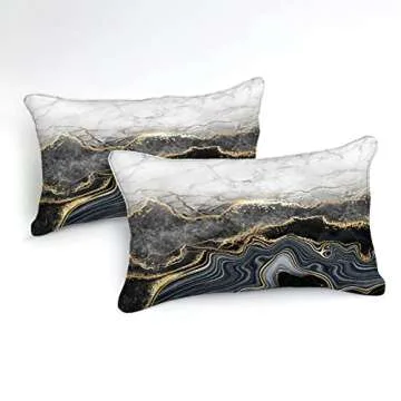 MOVE OVER Marble Comforter Set Black Gold Bedding Set