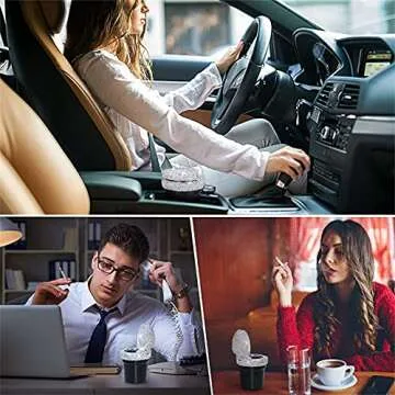 eing Car Ashtray Portable Bling Cigarette Smokeless Cylinder Cup Holder with Blue LED Light Indicator,Car Accessories for Women,Ideal for Car,Home and Office,1 - Pack Black+White