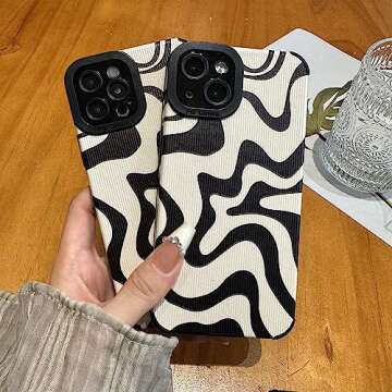 Sayoaho Designed for iPhone 14 Pro Max Phone Case, Soft PU Leather TPU and Cute Art Wavy Painted for...