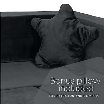 Milliard Kids Couch - Modular Kids Sofa for Toddler and Baby Playroom/Bedroom Furniture (Black) with Bonus Pillow