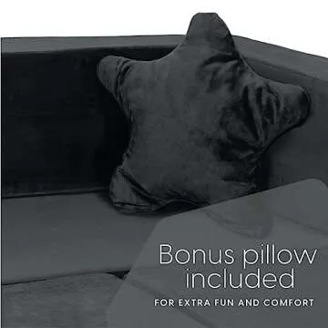 Milliard Kids Couch - Modular Kids Sofa for Toddler and Baby Playroom/Bedroom Furniture (Black) with Bonus Pillow