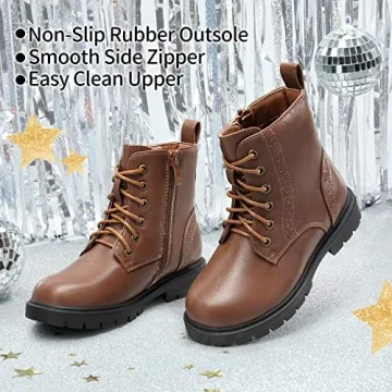DREAM PAIRS Kids Combat Ankle Booties for Boys & Girls