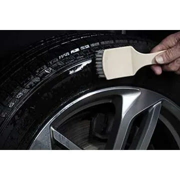 303 Products Tire Brush - Ultimate Agitation Power for Removing Dirt and Debris - Easy Grip Handle - Works Best Tire Cleaning Products,1 Pack (39023)