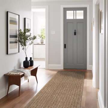 Beverly Rug Easy Jute Natural Runner Rug 2x7 - Solid, Washable, Durable for Indoor/Outdoor