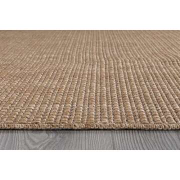 Beverly Rug Easy Jute Runner 2x7 Solid Washable Rug
