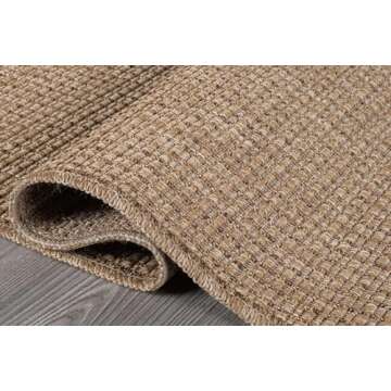 Beverly Rug Easy Jute Runner 2x7 Solid Washable Rug