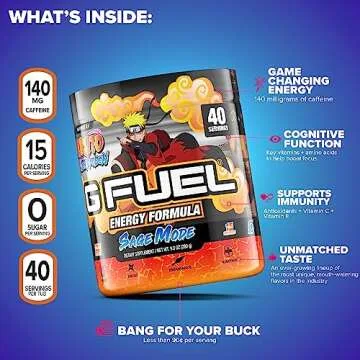 G Fuel Sage Mode Energy Drink Powder, Pre Workout Caffeine Mix for Gaming, Sugar Free Focus Amino, Vitamin + Antioxidants, 9.9oz (Grapefruit + White Peach, 40 Servings)