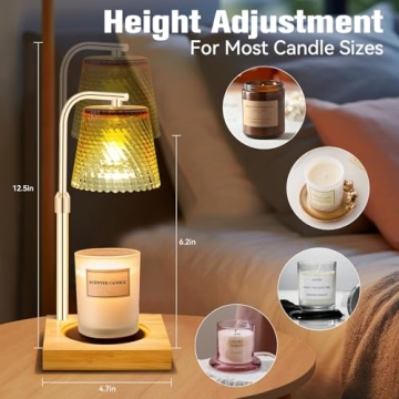 Candle Warmer Lamp with Timer, Height Adjustable Dimmable Wax Melts Warmer for Jar Candles, House Wa...