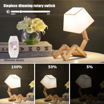 ELINKUME Robot Desk Lamp with Dimmable Function and Bookshelf