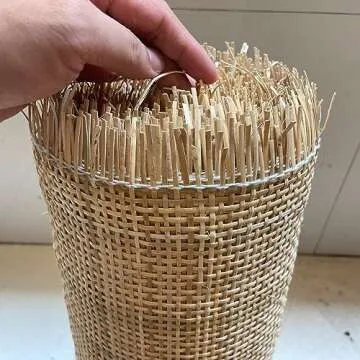 MINHKUST 16" Width Natural Square Rattan Cane Webbing Roll 4 Feet Length for Caning Projects | Pre-Woven Radio Mesh Cane Webbing Sheet for Furniture, Chair, Table, Ceiling (4 FEET)