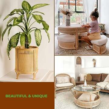 MINHKUST 16" Width Natural Square Rattan Cane Webbing Roll 4 Feet Length for Caning Projects | Pre-Woven Radio Mesh Cane Webbing Sheet for Furniture, Chair, Table, Ceiling (4 FEET)