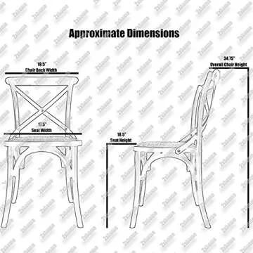 2xhome Set of 2 Farmhouse Cross Back Chairs with X Back, Assembled Solid Real Wooden Antique Style Dining Chairs, Black