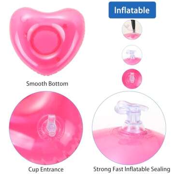 6 Pack Inflatable Pink Heart Drink Holder, LIYDE Drink Floaties Floating Drink Holder for Swimming Pool Drink Holder for Pool Party Decorations Pool Accessories for Adults