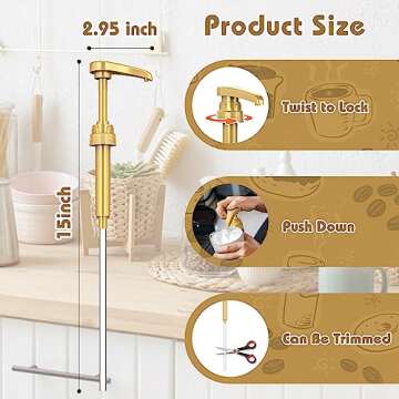 Neosoge Coffee Syrup Pump Dispenser, 4 Packs of Syrup Pump for 750ml/25.4 oz Syrup Bottle, Gold Pump...