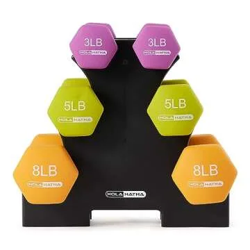 HolaHatha Neoprene Dumbbell Set & Rack for Home Gym