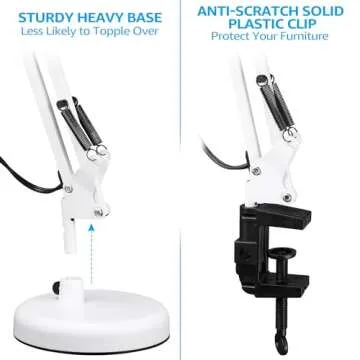 TORCHSTAR Metal Desk Lamp, Swing Arm Desk Lamps, Architect Desk Lamp with Clamp, Adjustable Goosenec...